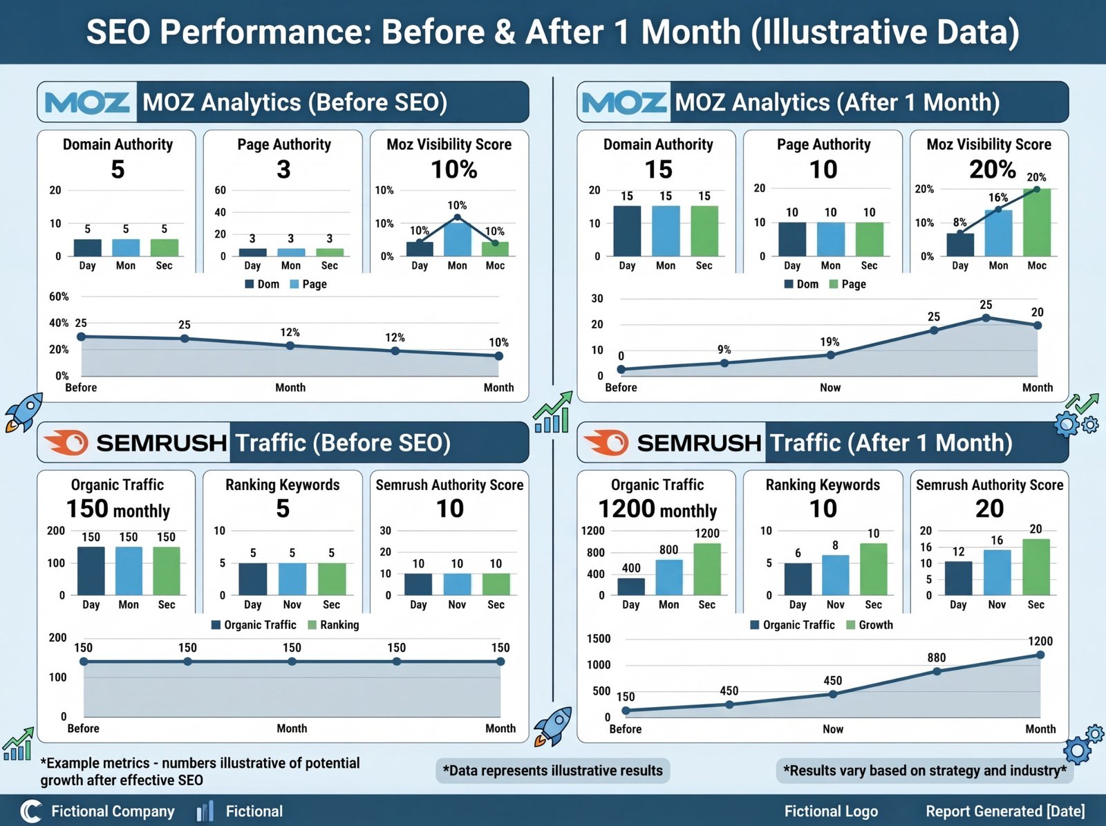 Illustrative one-month SEO performance report